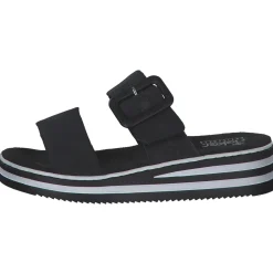 Rieker V0299, Plateau-Pantoletten, Damen, schwarz/schwarz