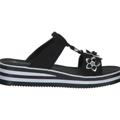 Rieker V0228, Plateau-Pantoletten, Damen, Schwarz/Silber
