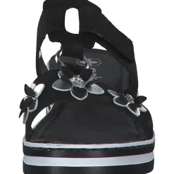Rieker V0228, Plateau-Pantoletten, Damen, Schwarz/Silber