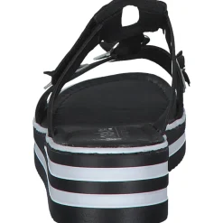 Rieker V0228, Plateau-Pantoletten, Damen, Schwarz/Silber