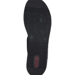 Rieker V0228, Plateau-Pantoletten, Damen, Schwarz/Silber