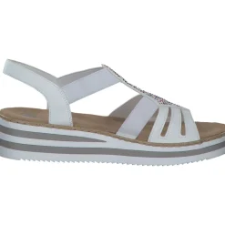 Rieker V0240, Plateau-Sandaletten, Damen, Weiß (Weiss)