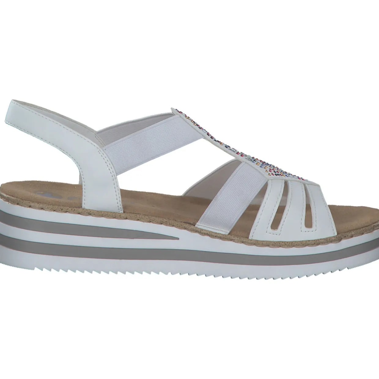 Rieker V0240, Plateau-Sandaletten, Damen, Weiß (Weiss)