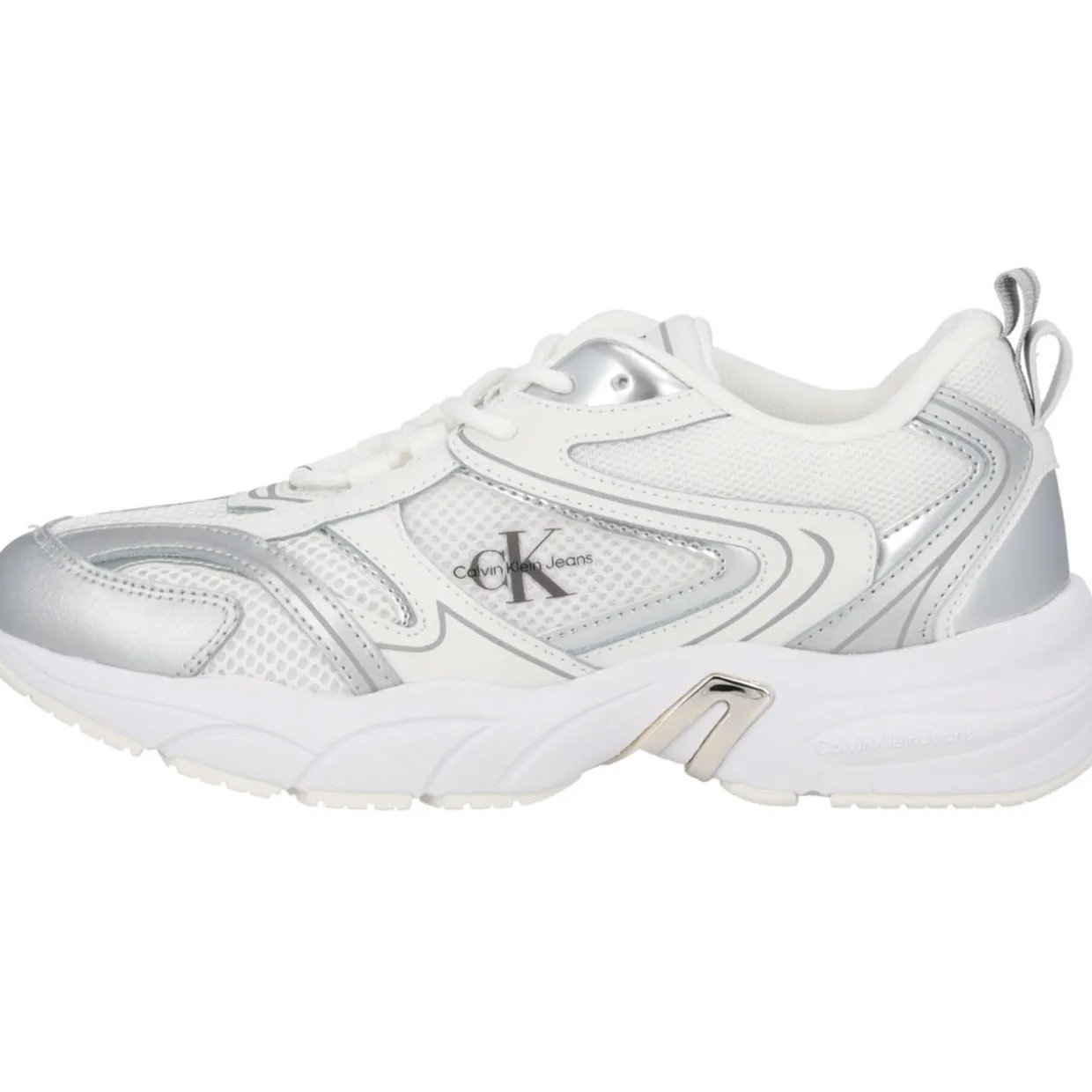 Calvin Klein YW0YW01381, Schnürschuhe, Damen, weiß silber metallic