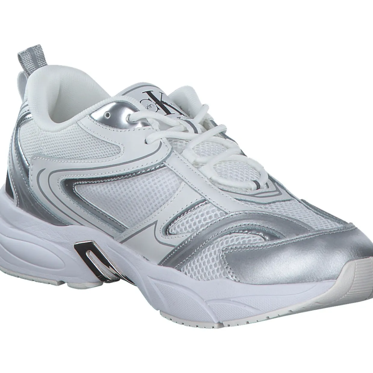 Calvin Klein YW0YW01381, Schnürschuhe, Damen, weiß silber metallic
