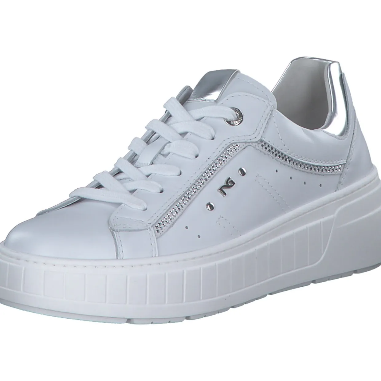 NeroGiardini E513093D, Schnürschuhe, Damen, bianco/argento
