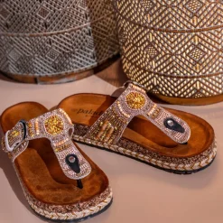Palado Ikoh by Sila Sahin, Plateau-Pantoletten, Damen, Tan