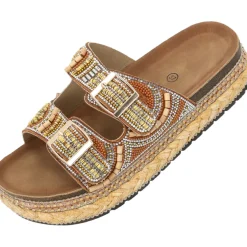 Palado Luberos by Sila Sahin, Plateau-Pantoletten, Damen, Camel