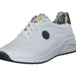 Rieker M4903, Sneakers Low, Damen, weiss/schwarz/weiss-multi