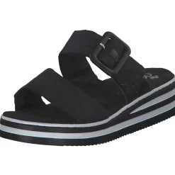 Rieker V0299, Plateau-Pantoletten, Damen, schwarz/schwarz