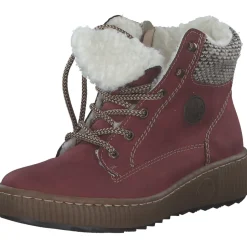 Rieker Z6620-33, Schnürstiefel, Damen, rot/schwarz-kiesel