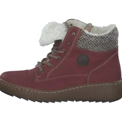 Rieker Z6620-33, Schnürstiefel, Damen, rot/schwarz-kiesel